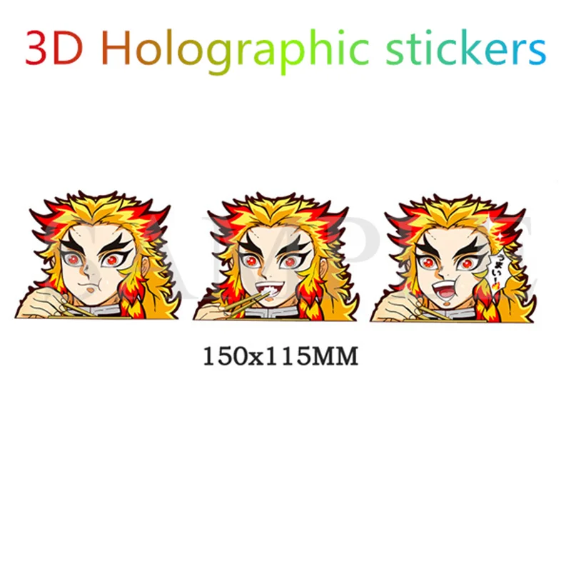 

1PCS 3D Holographic Sticker Demon Slayer Kamado Tanjirou Dynamic Magic Creative Waterproof Car Sticker Notebook Decoration