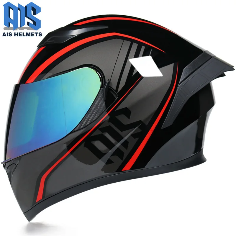 Aishi Men's and Women's Electric Motorcycle Helmet Full Face Covered Personality Cool Summer Knight with Bluet