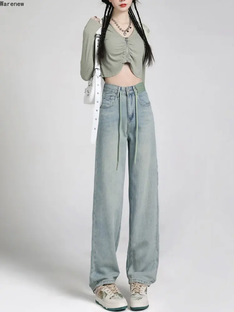 

Винтажные свободные джинсы в стиле Харадзюку с высокой талией Y2K, весна-лето 2023, женская уличная одежда, уличные брюки с широкими штанинами, мешковатые джинсовые брюки