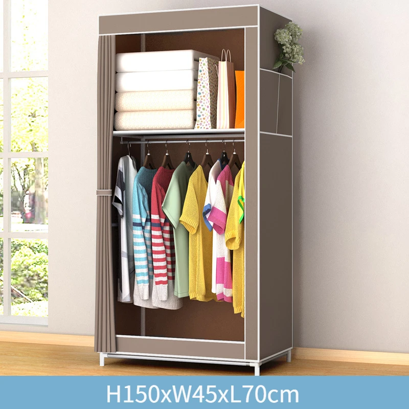 

Simple Modern Wardrobe 150x45x70cm Storage Wardrobe Dustproof Wardrobe Simple Steel Frame Reinforcement Combination