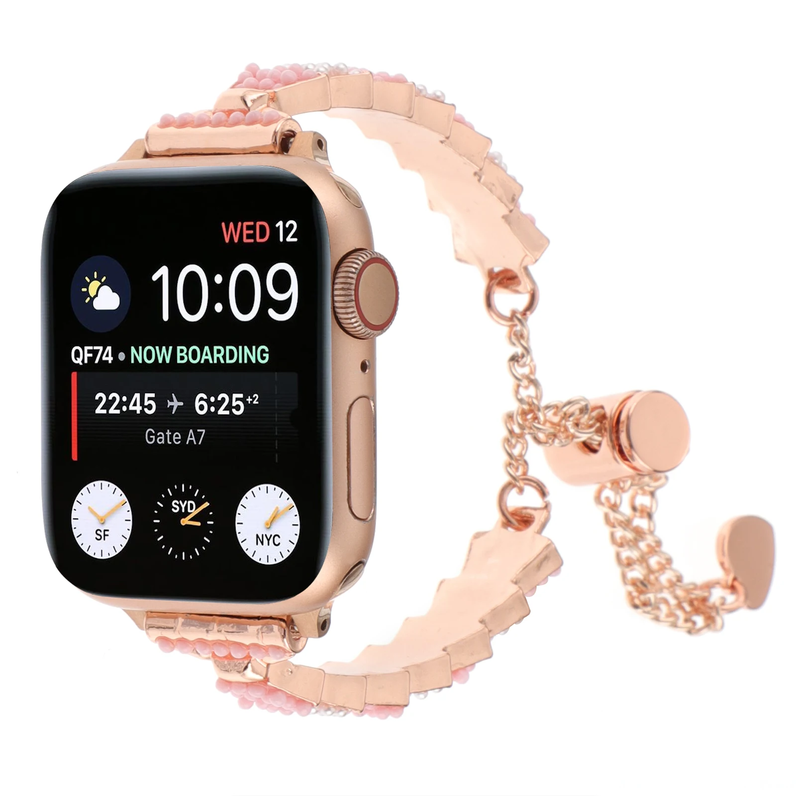 Jewelry strap for Apple watch band Rice bead metal bracelet chain iwatch87654321SE Ultra38 40 41 42 44 45mm women ornament wrist
