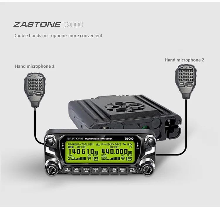 

D9000 60W Car Walkie Talkie 50km Dual Band UHF VHF Mobile Radio