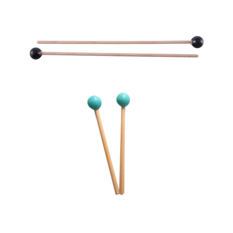 

4Pcs Soft Rubber Head Sticks Wood Handle Bell Mallets For Glockenspiel Xylophone Bell Parts, Black & Green