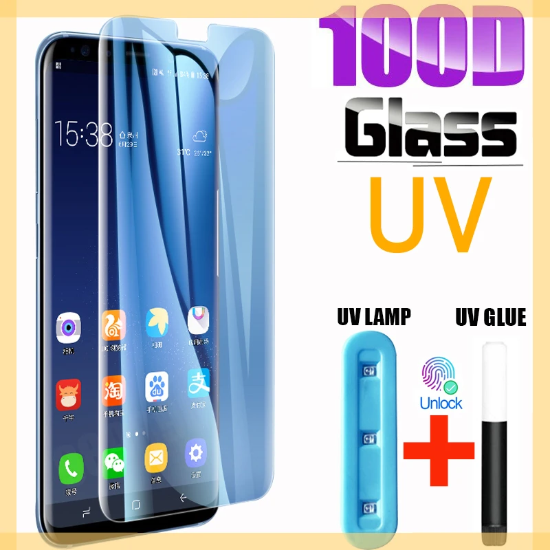 

UV Tempered Glass For Samsung Galaxy S10 S21 S22 Plus Glass S9 S8 Screen Protector S20 S10e S 9 8 Note 20 Ultra S10 Note 8 9 10