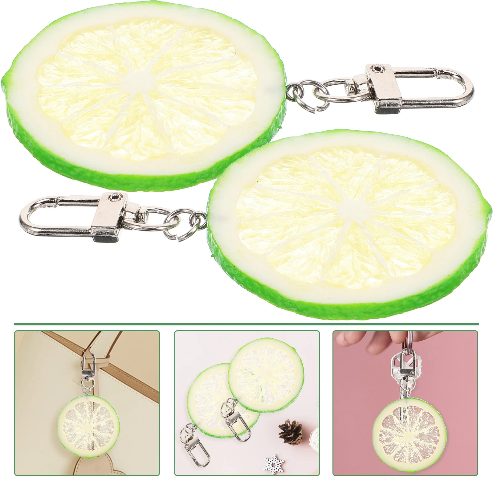 

2 Pcs Lemon Keychain Chains Pendant Hanging Prop Backpack Bag Decor Decoration Novel Friendship Necklaces Accessories