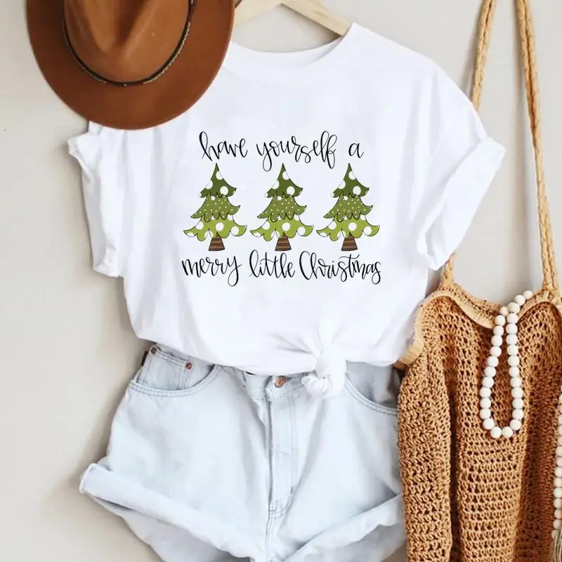 

Женские милые футболки в стиле 90-х с принтом Снега На Рождество и новый год 2022, трендовые футболки с графическим принтом для путешествий, фут...