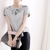 2022 summer new womens delicate embroidery fresh sweet loose and comfortable t shirt korean regular tees tops