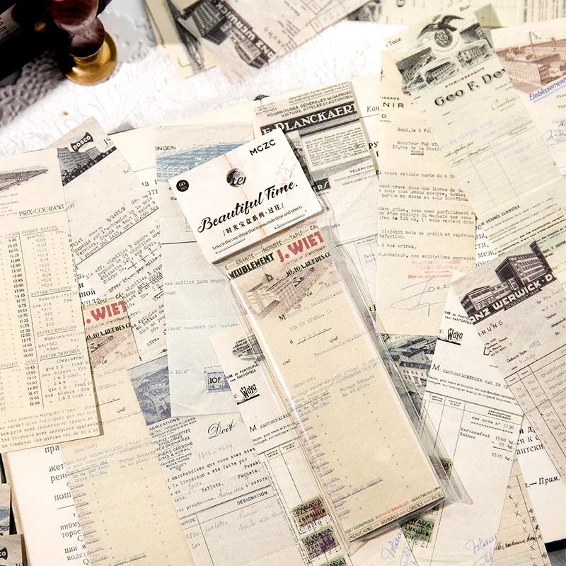 

60Pcs Material Paper Flowers Twilight Scrapbook Backing Pad Decoration DIY Weaving Stickers Cherry Stationery 16*5CM