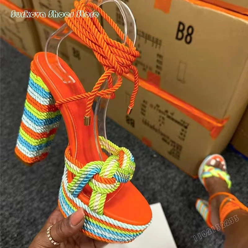 Женские босоножки с ремешком на щиколотке Surkova разноцветные сандалии платформе и
