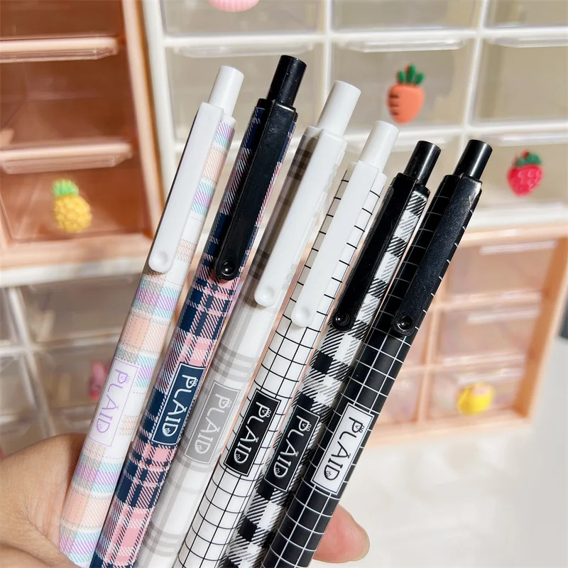 180pcs Cute Grid Pens for School Stationery Supplies Fashion Press Pen Korean Office Accessories Kids Prize Wholesale Pens 0.5