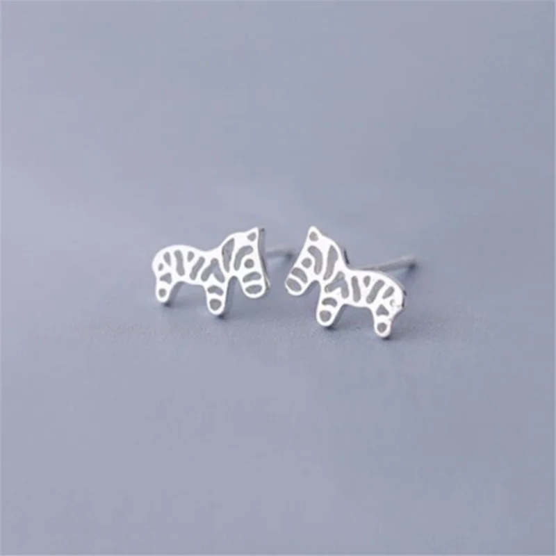 

Fashion Simple 925 Sterling Silver Earings Cute Little Zebra Animal Stud Earrings For Women Fine Jewelry Gift Accessories E394