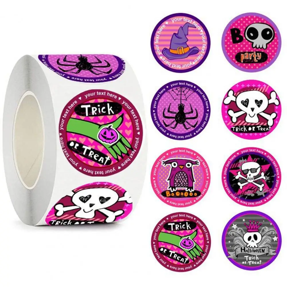 Lightweight 1 Roll Practical Glary Halloween Sticker Portable Halloween Sealing Label Attractive for Home