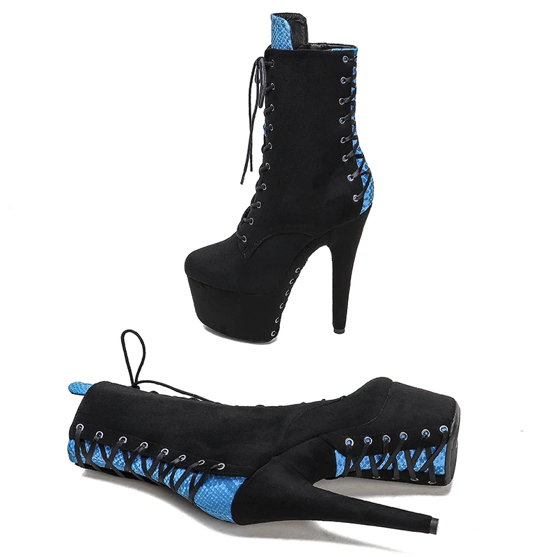 Leecabe Suede Upper 17CM/7inches Pole dancing shoes High Heel platform Boots Pole Dance boot