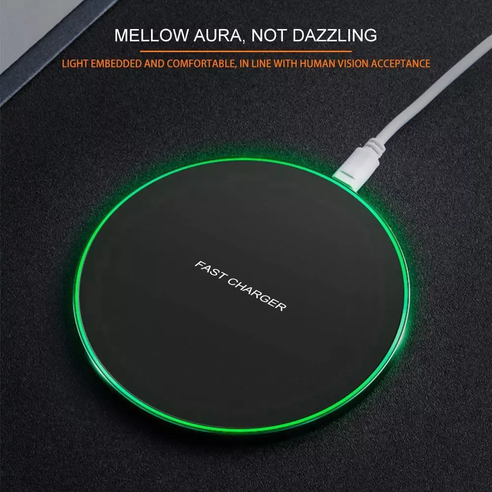 

Smart QI Wireless Charger Metal Intelligent Charge Type Quick Charge Round Smart Charging Base Pad Stylish High-speed Charger