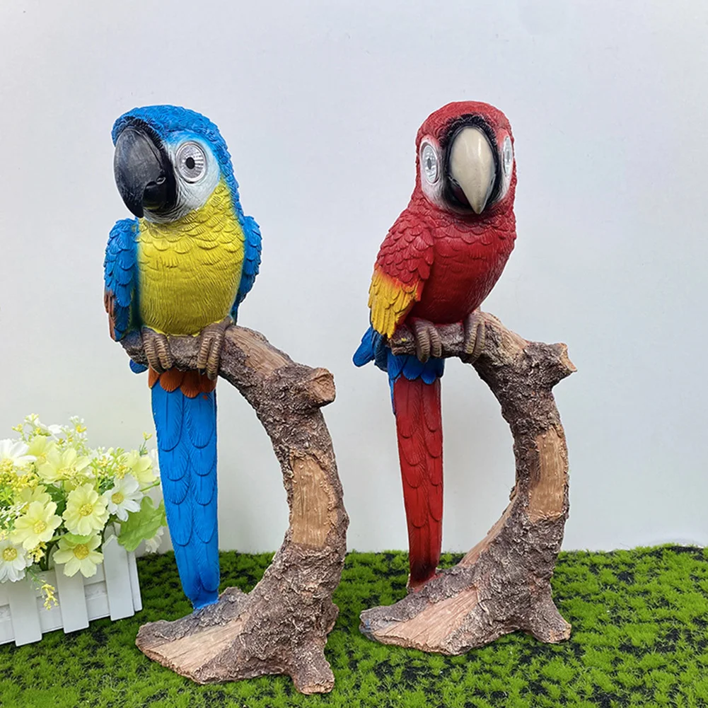 

Resin Landscape Stone Light Hand Painted Parrot Lawn Light Sun Protection Light-Controlled Durable Waterproof for Terrace Garden