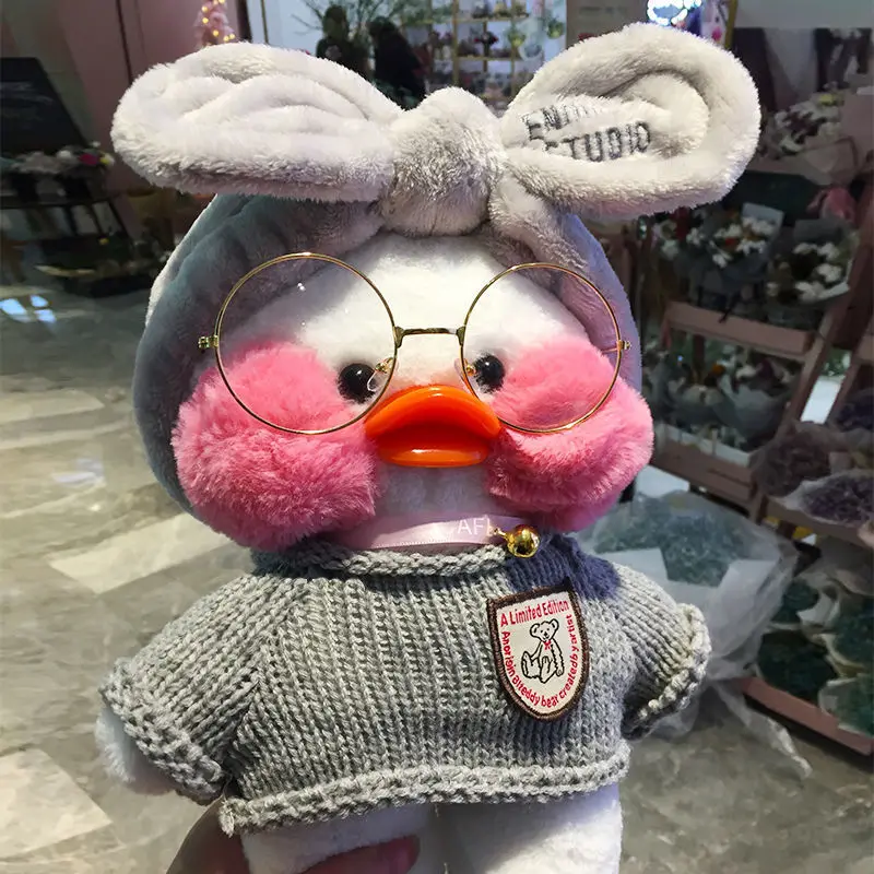 Cartoon LaLafanfan Duck Plush Toy 30cm Kawaii Stuffed Soft Cafe Duck Doll Animal Pillows Birthday Gift for Girls Kids Children