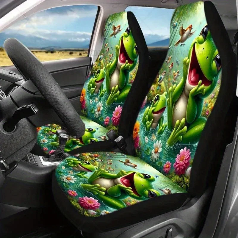 Фото 2-х фондных asiento coche con temática rana Belgjos Animados, Animadas и Animadas, Dasan diversions и Ella Interior l coche. Todas №1