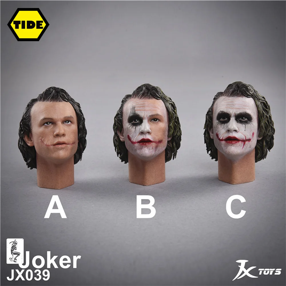 

JXTOYS JX039 1/6 Dark Knight Bat Hero Heath Ledger Head Sculpt Clown Head Carving Fit 12'' Male Soldier Action Figure Dolls Body