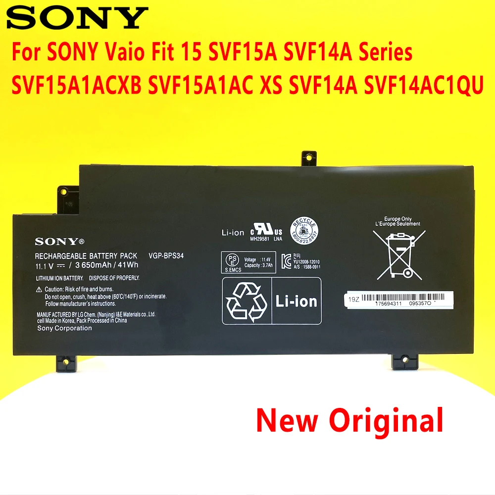 Новый оригинальный аккумулятор VGP-BPS34 для SONY Vaio Fit 15 SVF15A SVF14A Series SVF15A1ACXB SVF15A1AC XS SVF14AC1QU