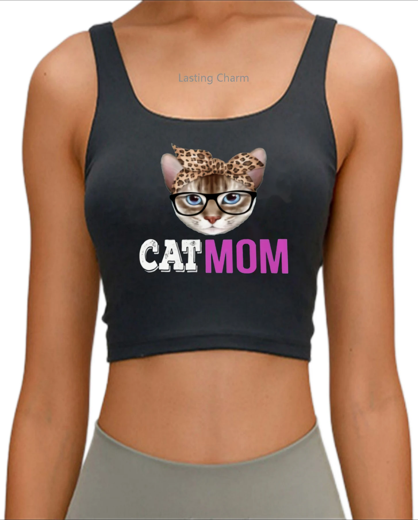 

Женский топ с принтом кошки и леопарда