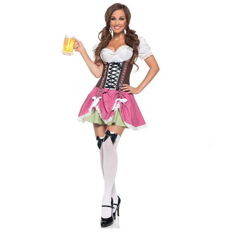 

Traditional Women Carnaval Oktoberfest Beer Costume German Wench Maid Dirndl Fancy Dress Halloween Party Outdit