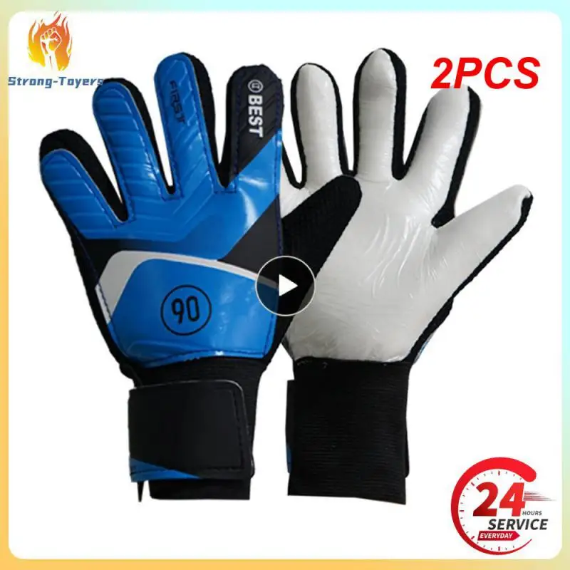 

2PCS Football Gloves Latex Support Football Goalkeeper Gloves Full Finger Protection Anti-Slip Waterproof Breathable for Kids