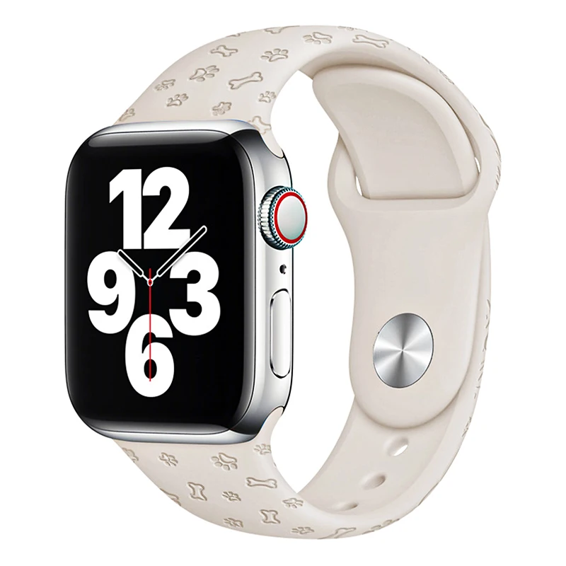 Dog Engraved Silicone Band for Apple Watch 38mm 40mm 41mm 42mm 44mm 45mm Colorful Strap for iWatch Series 8/7/6/5/4/3/2/1/SE