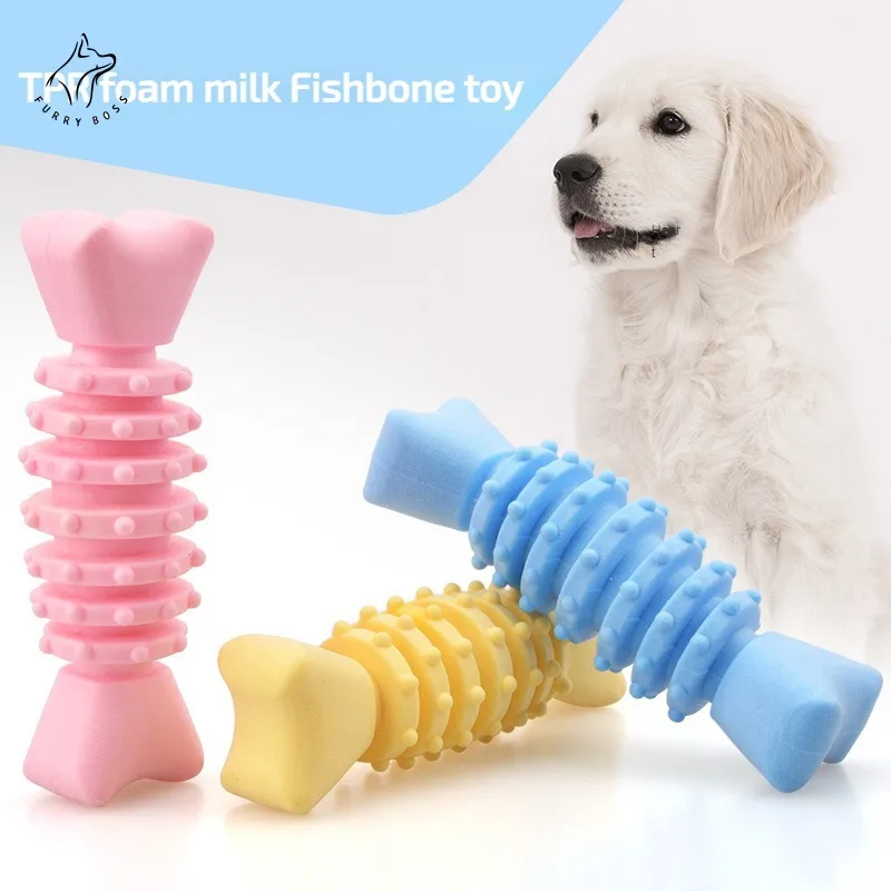 For Small Dog Plush Flip Flop Puppy Squeaker Toys Training Pet Puppy Dog Fishbone Shape Teeth Cleaner Chew Toy