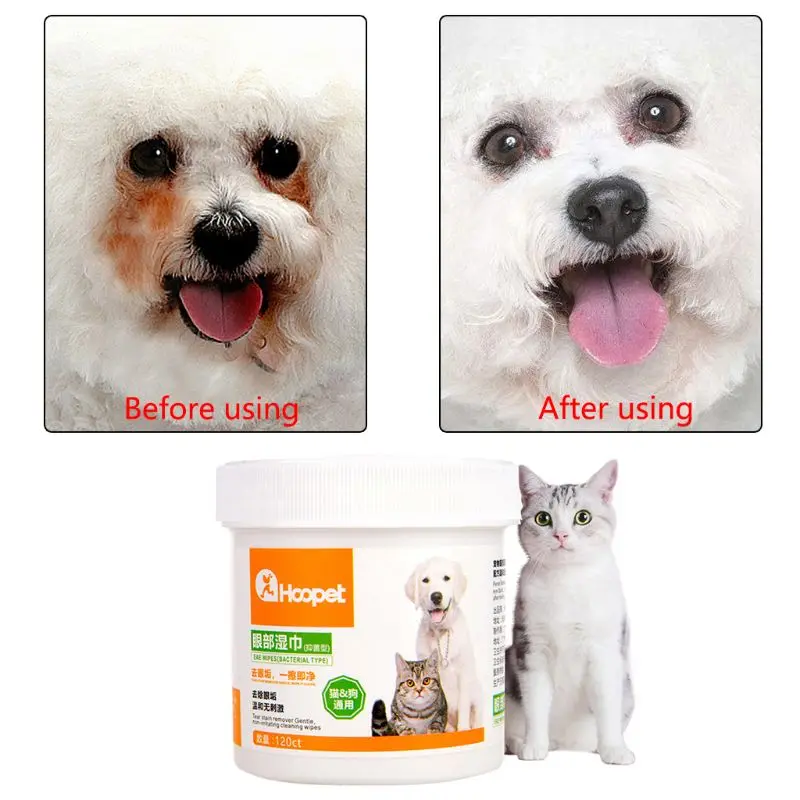 120 Counts Pet Ear & Eye Pet Wipes for Dogs & Cats Infused with Aloe pH Balanced Prevents Tear Stain images - 6