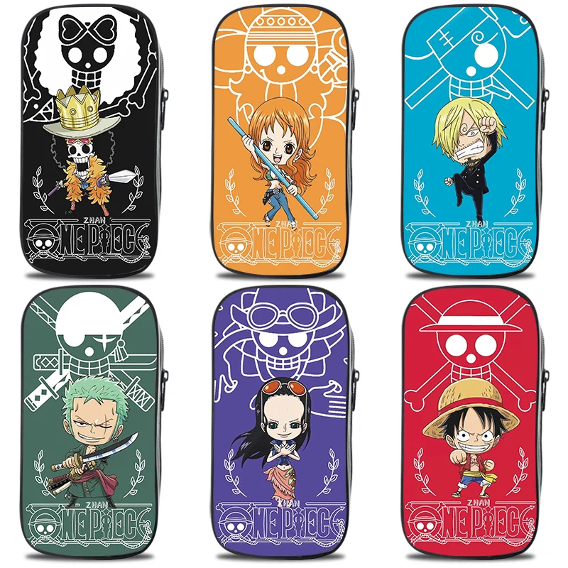 21cm X 10cm Anime Pencil Cases Bags One Piece Monkey D. Luffy Roronoa Zoro Nami Sanji Nico·Robin Large Capacity Stationery Items