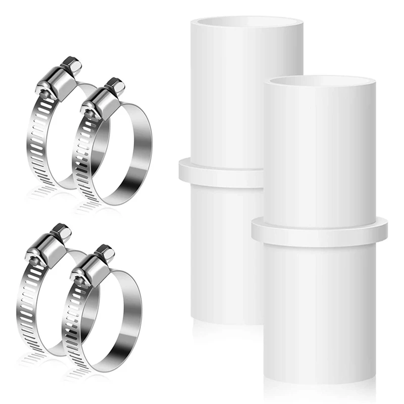 

4 Pieces Washing Machine Drain Hose Connectors Washer Extension Adapter With 4 Pieces Drain Hose Clamps