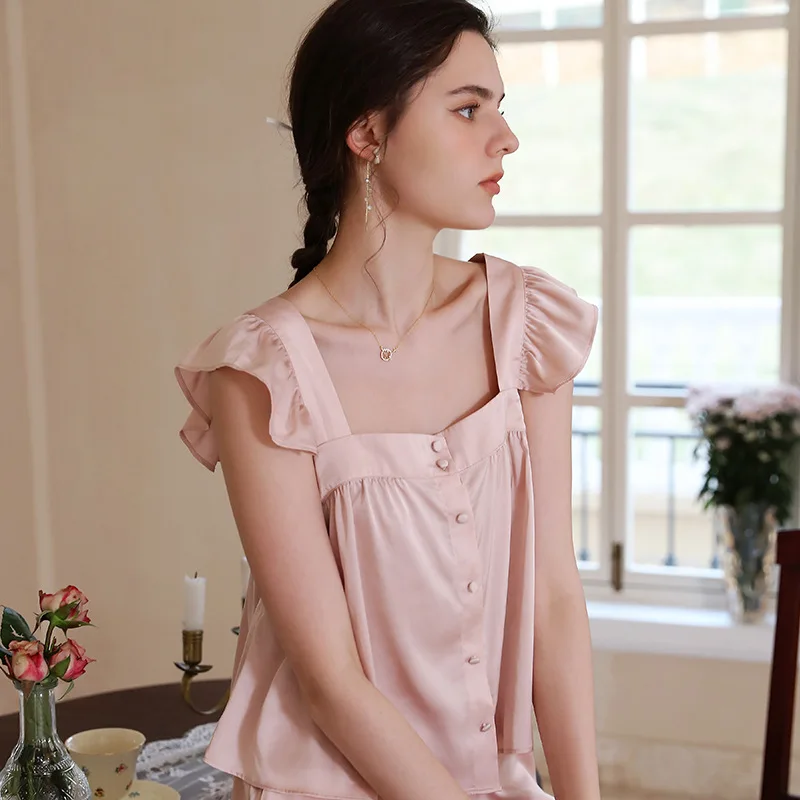 Ice silk pajamas women's sexy suspender style solid color homewear suit sexy pjs pajamas for women