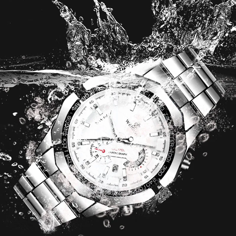 Relógios de Pulso de quartzo Movimento Automático Relógio Masculino Esqueleto Calendário à Prova Impermeável Água Relógio de Pulso Luminoso Aço Inoxidável Simples Negócios Esportes Relógio p
