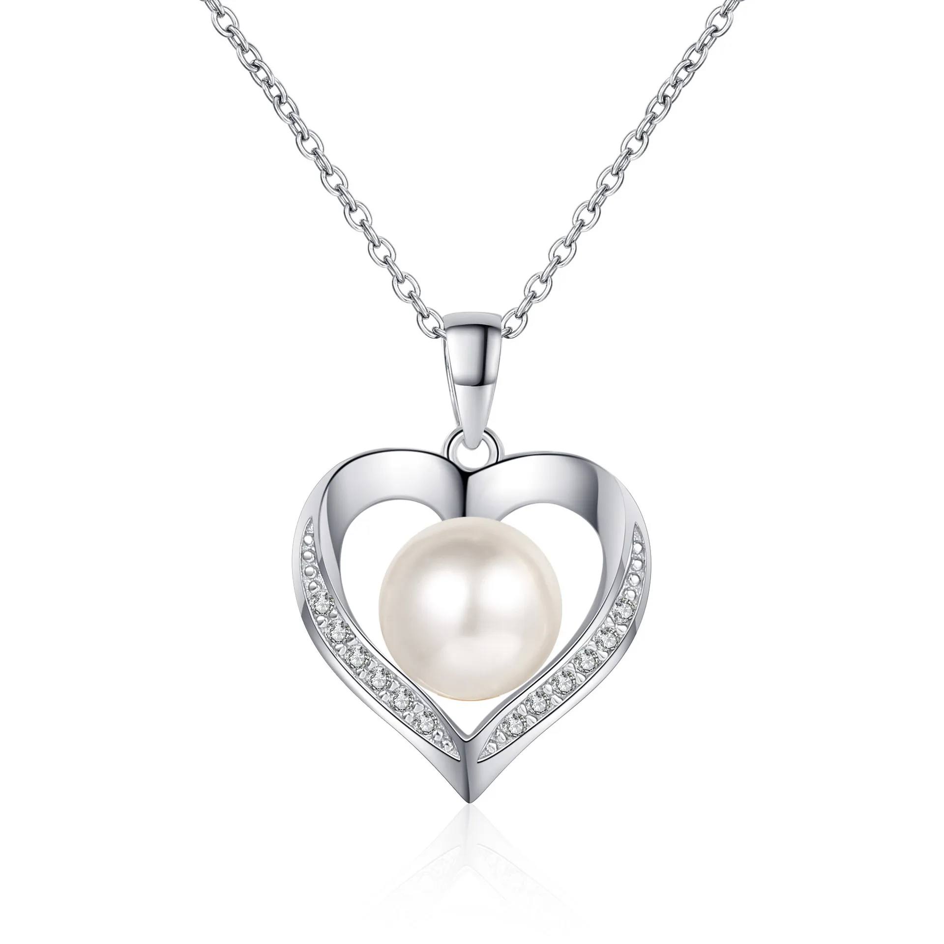 

8-9mm Freshwater Cultured Pearl Necklace Pendants With 0.096ct Moissanite 100% Sterling Silver Party Wedding Jewelry for Women
