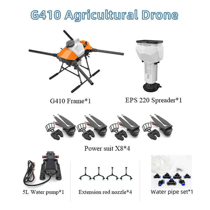 

Agriculture drone eft G410 4 axis aircraft 10L 10KG agricultural sprayer nozzle foldable propeller Hobbywing motor X8