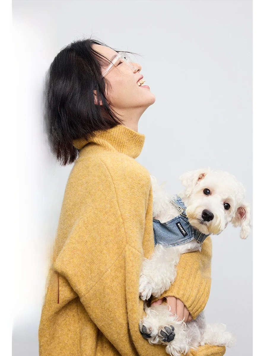 Женский свободный свитер из смесовой шерсти Whale [Chimney Collar] осенне-зимний трикотаж