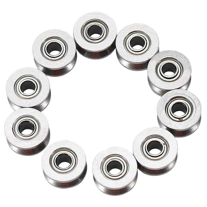 

NEW-10Pcs U Groove Bearing U624ZZ Carbon Steel Durable V Groove Ball Bearing Pulley For Rail Track Linear Motion Systems