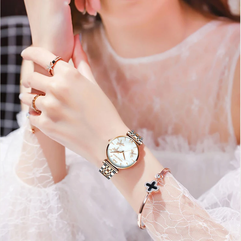 

Women's watch brand trend style fashion business women's watch leather steel band watch female student quartz watch Montre Femme