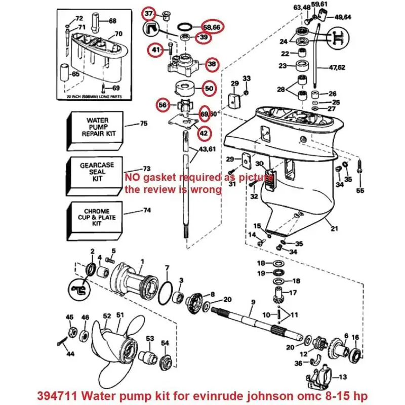 

Water Pump Impeller Kit For Johnson/Evinrude Engine Pumps 9.9hp 15hp Johnson/Evinrude 4-Stroke Outboard Motor Repair Kit