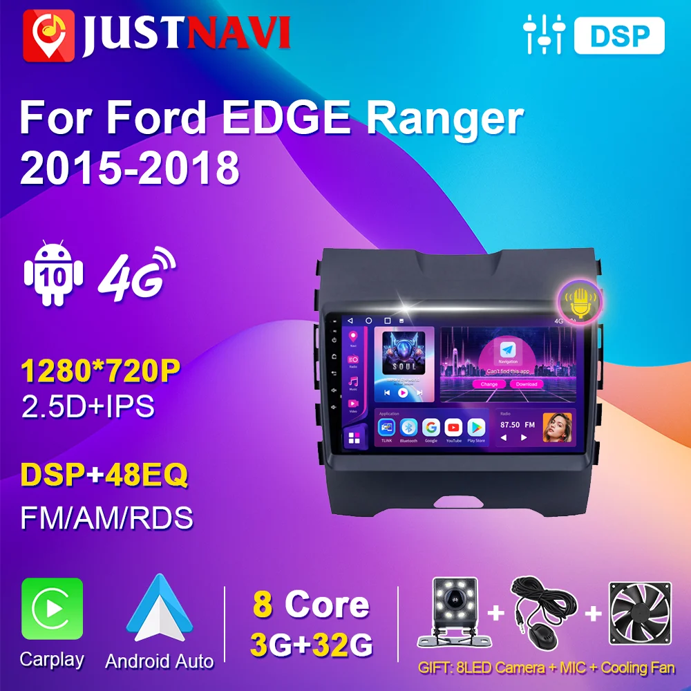 Автомагнитола для Ford Edge Ranger 2015-2018 мультимедийный видеоплеер стерео-навигация GPS