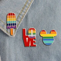 rainbow mickey head ice cream lapel pin brooch metal badge hats clothes backpack decoration jewelry accessories gifts