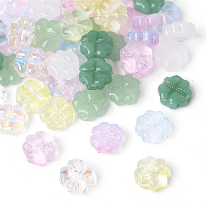 20 шт. разноцветные стеклянные глазурные клеверы очаровательные плоские