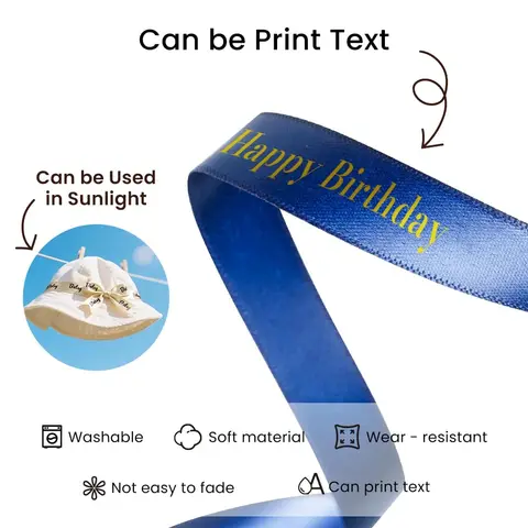 Атласные ленты Phomemo A30/P15 темно-синие с золотым принтом