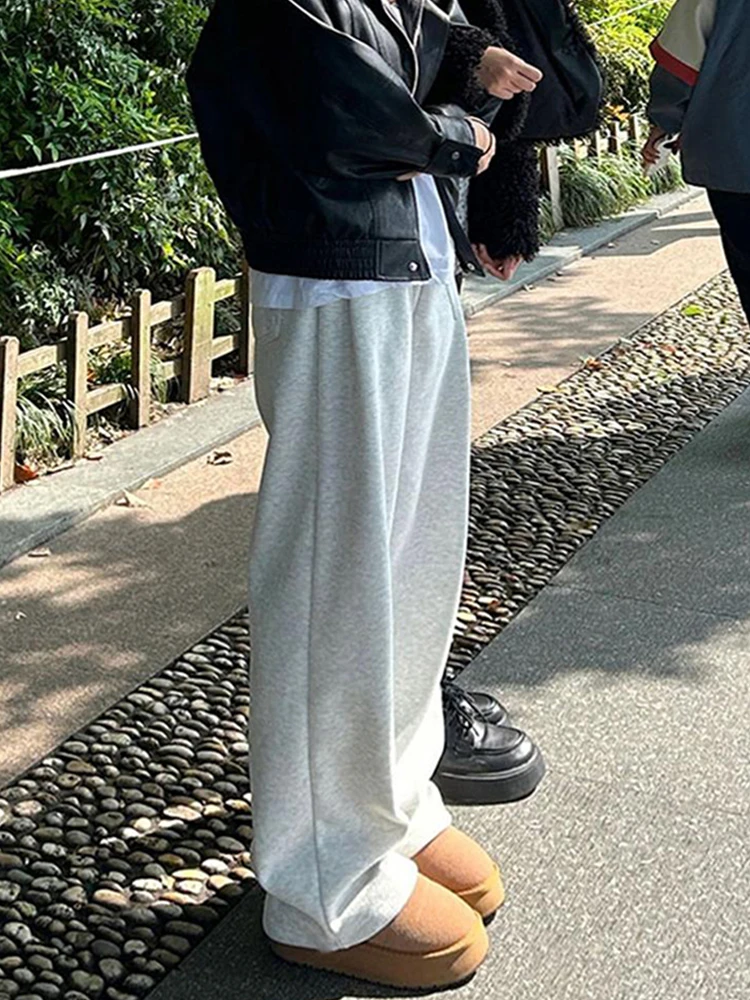 Вокальные светло-серые американские прямые спортивные штаны мужские осенние и