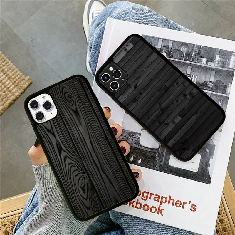 

Carved Wood Phone Case Silicone PC+TPU Case for iPhone 11 12 13 Pro Max 8 7 6 Plus X SE XR Hard Fundas