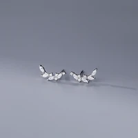925 sterling silver inlaid zircon leaf stud earrings for women simple fashion exquisite piercing earrings student jewelry