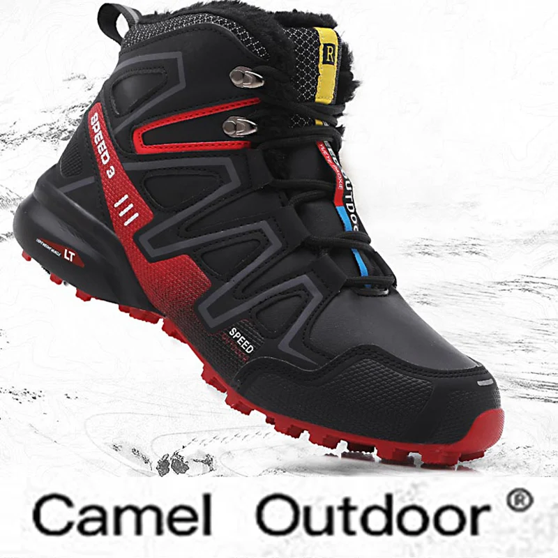 R.XJIAN Men's High-top Winter Hiking Shoes Plush Warm Lining Outdoor Cotton Shoes Snow Boots Shoes Outdoor Sports Casual Shoes M
