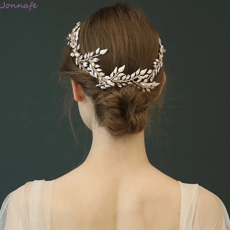 Leaf Bridal Comb Hair Pin Opal Crystal Wedding Jewelry Handmade Women Party Prom Hair Accessories