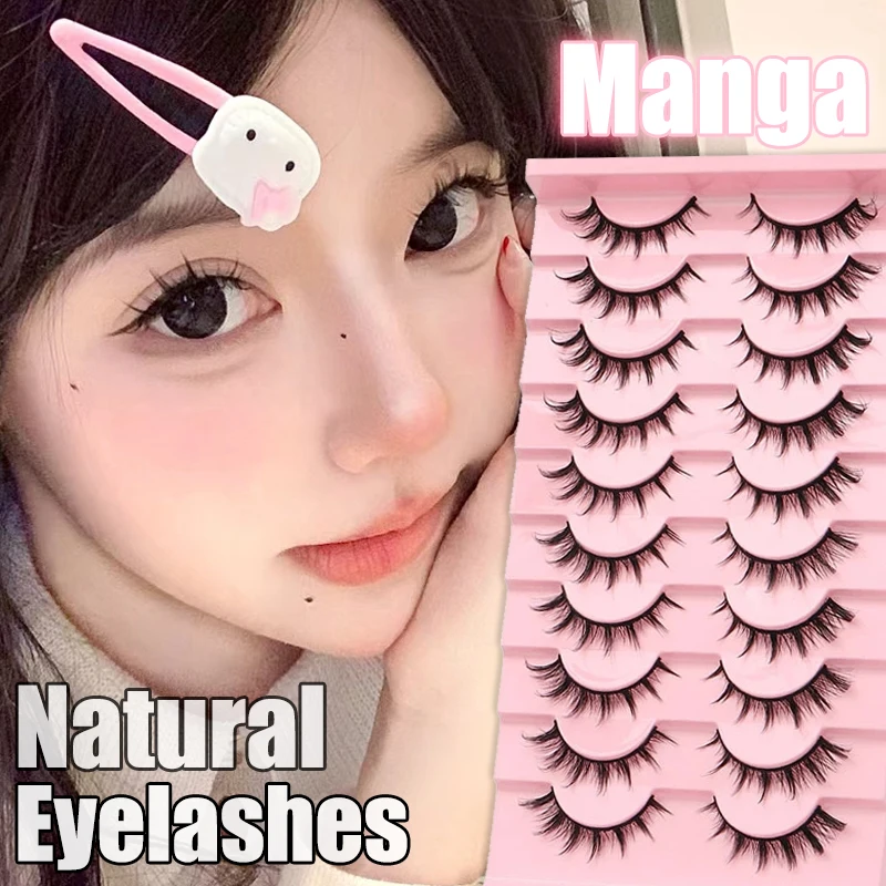 

10/5Pairs Natural Winged Thick False Eyelash Manga Comic Lash 3D Faux Mink Lashes Makeup Tool for Eyelashes Extension Wholesale