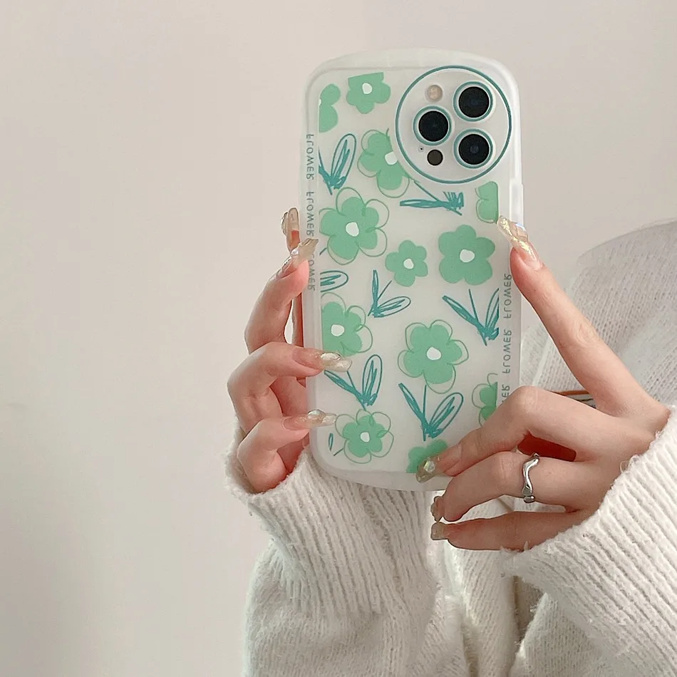 Ins корейские чехлы для телефонов с цветами iPhone XR X XS Max 11 12 13 Pro лазерный прозрачный